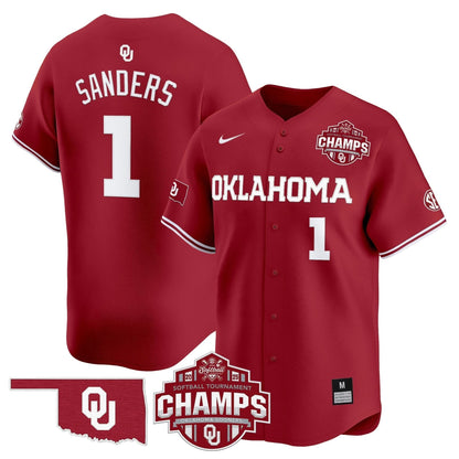 Men's Size - Oklahoma Sooners 2025 SEC Softball Conference Tournament Champions Patch Vapor Premier Limited Jersey - All Stitched