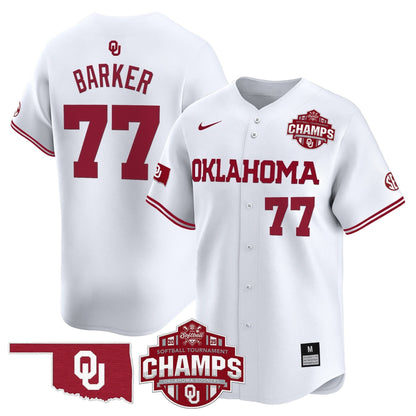Men's Size - Oklahoma Sooners 2025 SEC Softball Conference Tournament Champions Patch Vapor Premier Limited Jersey - All Stitched