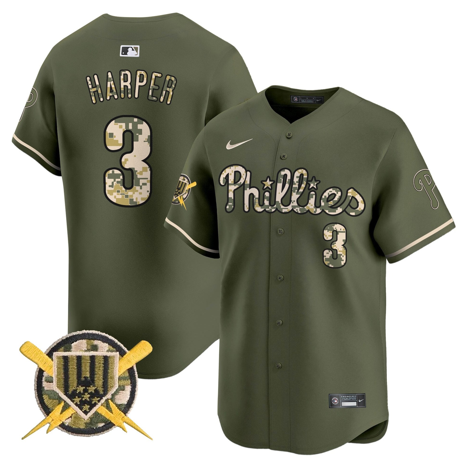 Philadelphia Phillies Armed Forces Day Vapor Premier Limited Jersey - All Stitched V2
