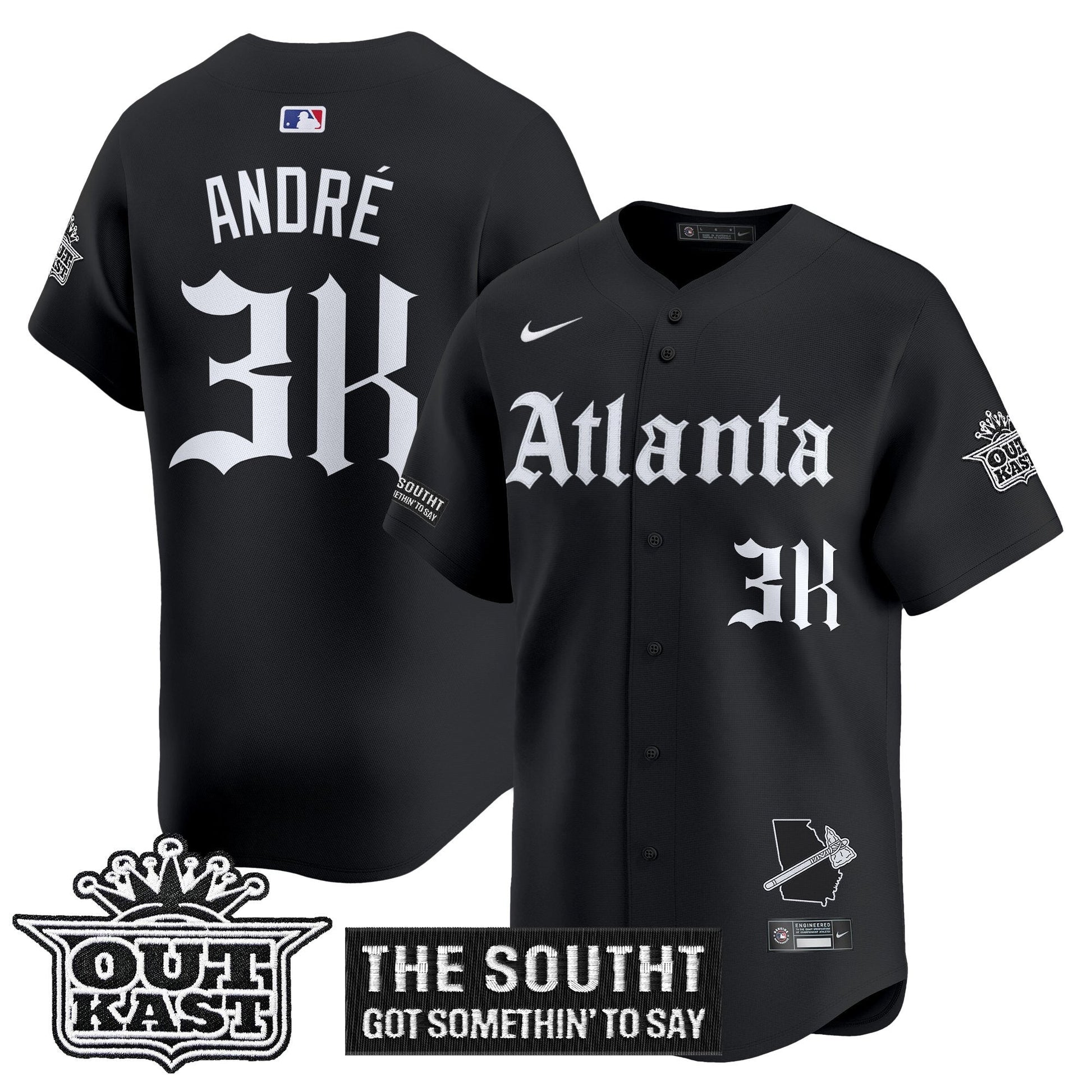 Men's Atlanta Braves 'Gothic South x Outkast Edition' Vapor Premier Limited Jersey - All Stitched