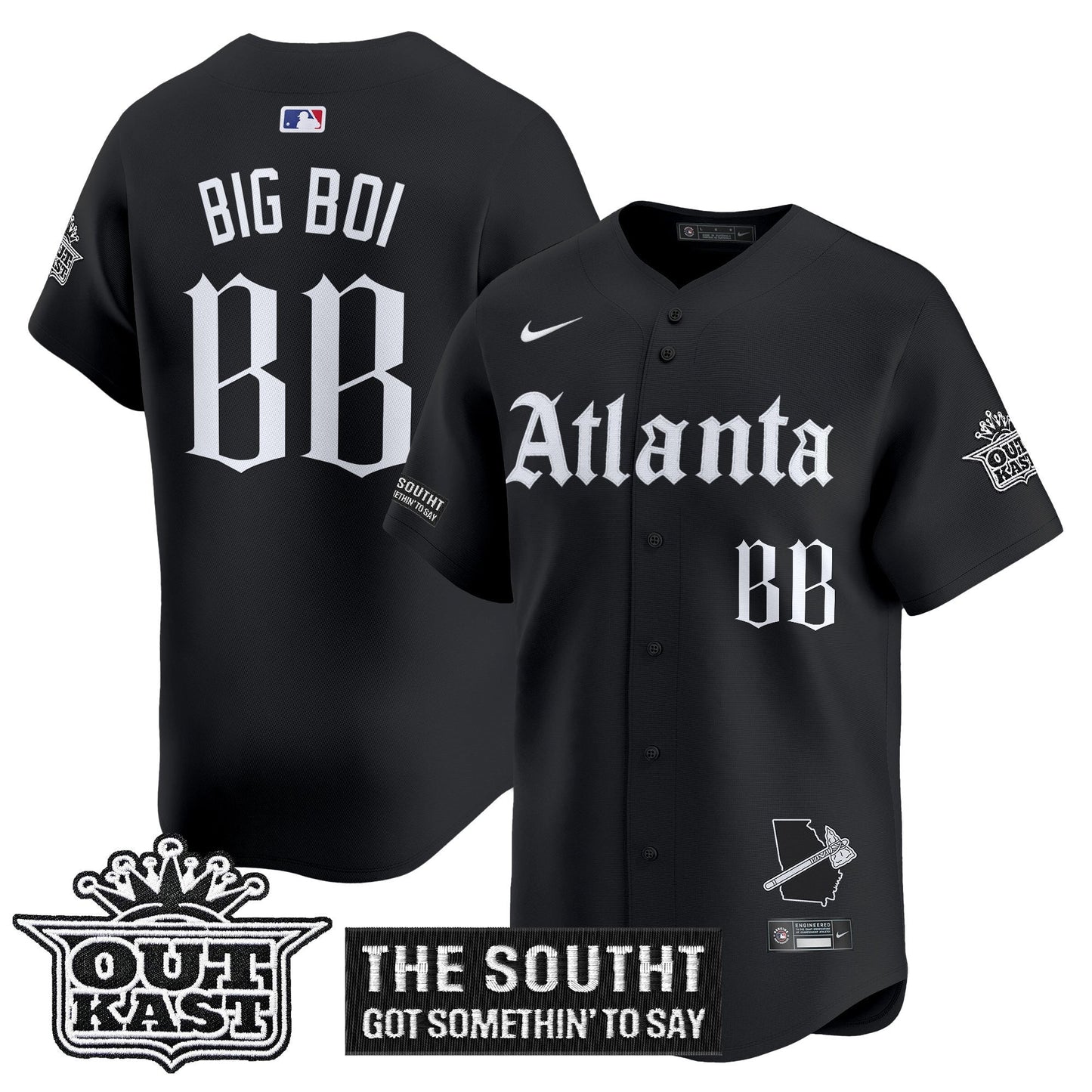 Men's Atlanta Braves 'Gothic South x Outkast Edition' Vapor Premier Limited Jersey - All Stitched