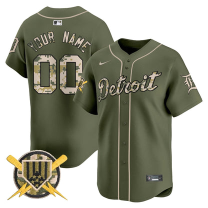 Detroit Tigers Armed Forces Day Vapor Premier Limited Custom Jersey - All Stitched
