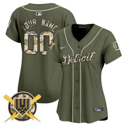 Detroit Tigers Armed Forces Day Vapor Premier Limited Custom Jersey - All Stitched
