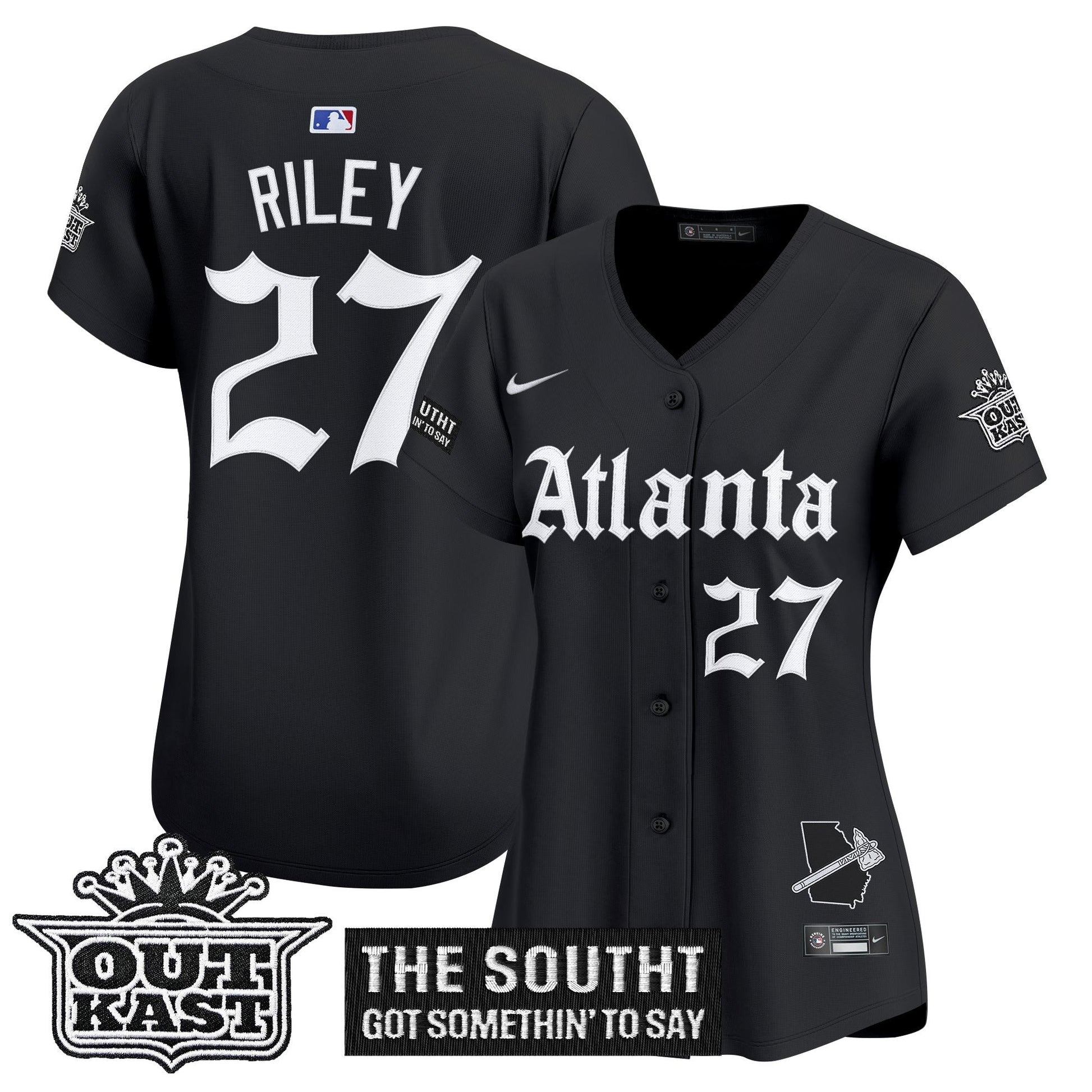 Women's Atlanta Braves 'Gothic South x Outkast Edition' Vapor Premier Limited Jersey - All Stitched