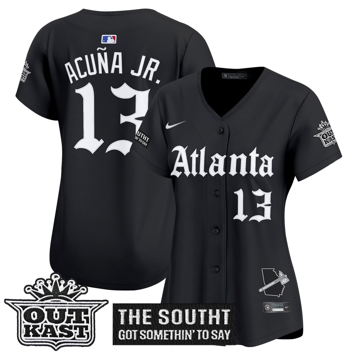 Women's Atlanta Braves 'Gothic South x Outkast Edition' Vapor Premier Limited Jersey - All Stitched