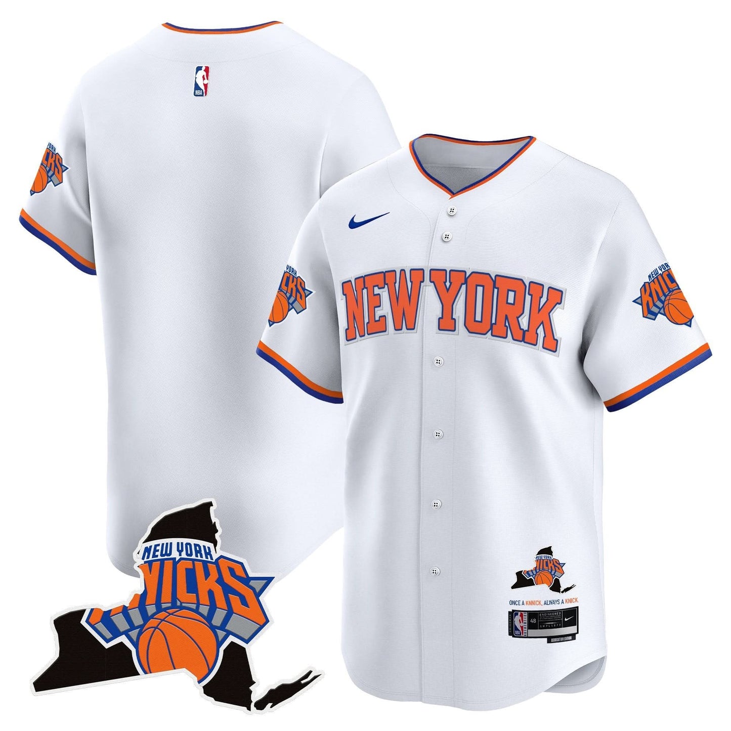 Men's New York Knicks Vapor Baseball Jersey - All Stitched