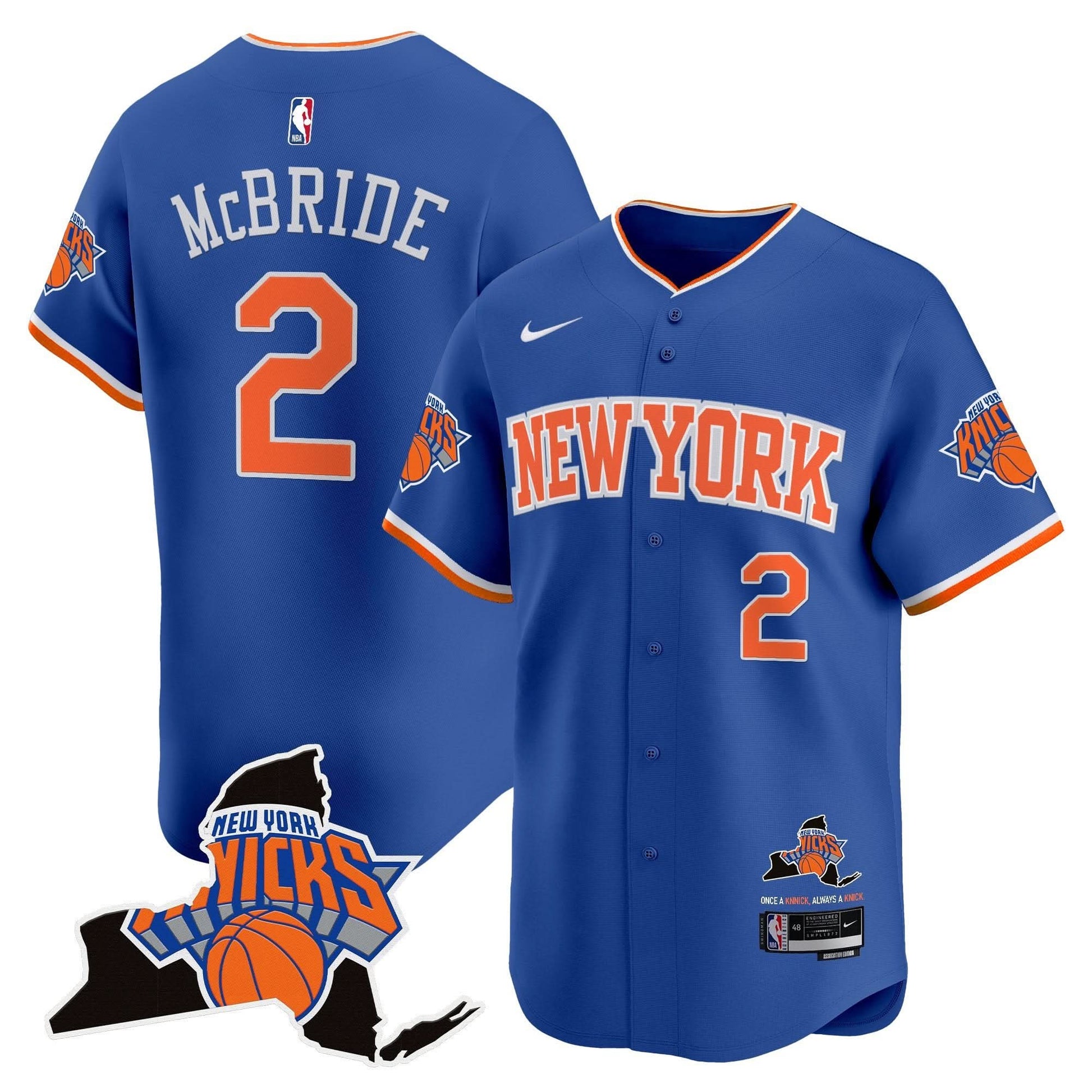 Men's New York Knicks Vapor Baseball Jersey - All Stitched
