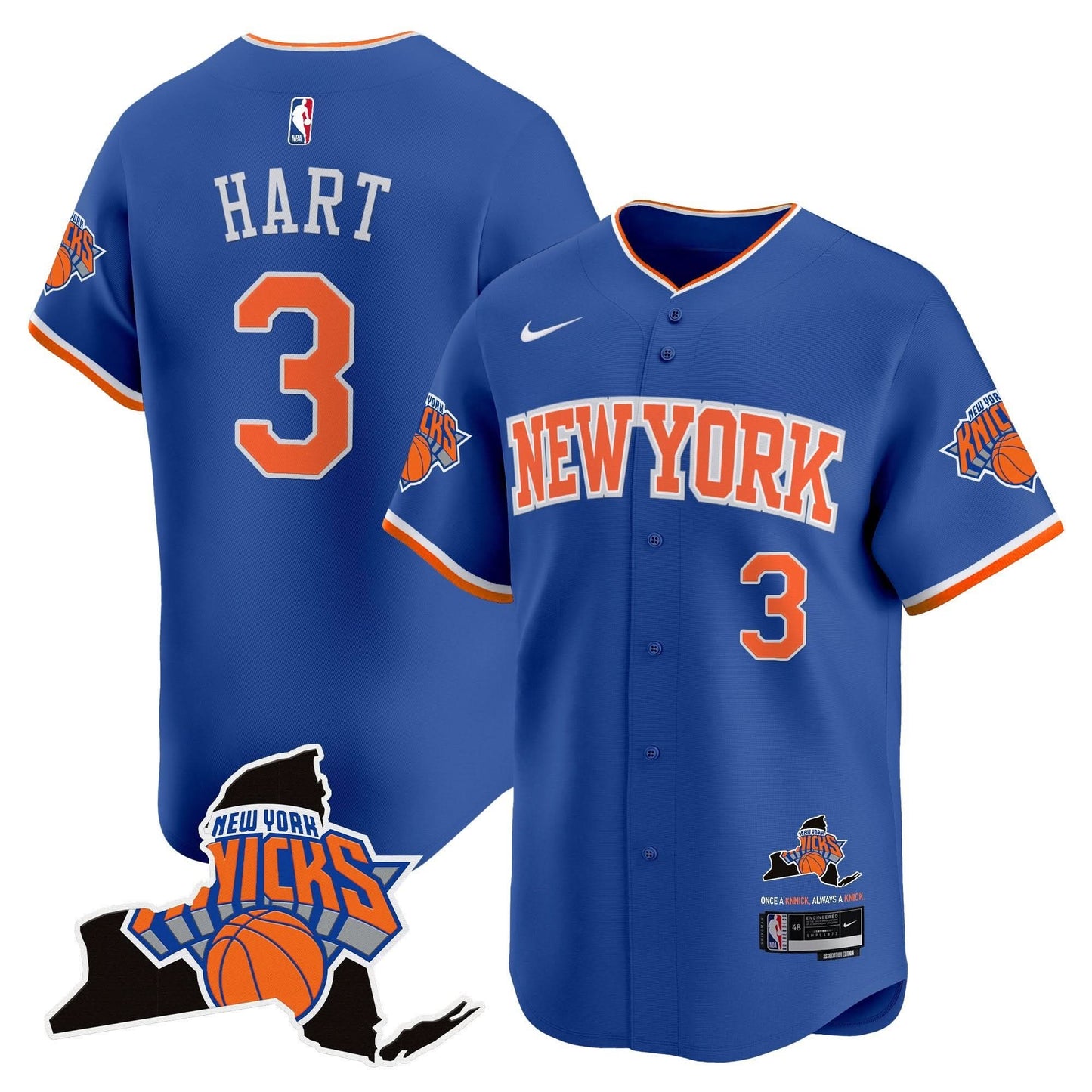Men's New York Knicks Vapor Baseball Jersey - All Stitched