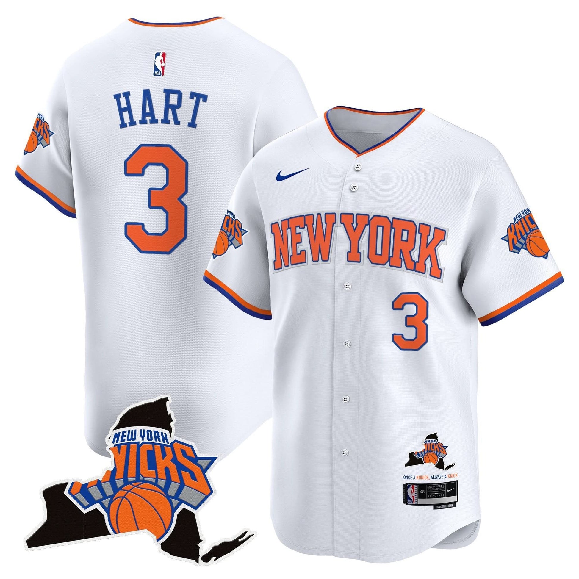 Men's New York Knicks Vapor Baseball Jersey - All Stitched