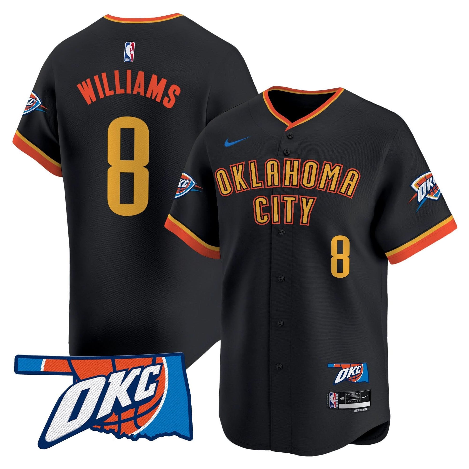 Men's Oklahoma City Thunder Vapor Baseball Jersey - All Stitched