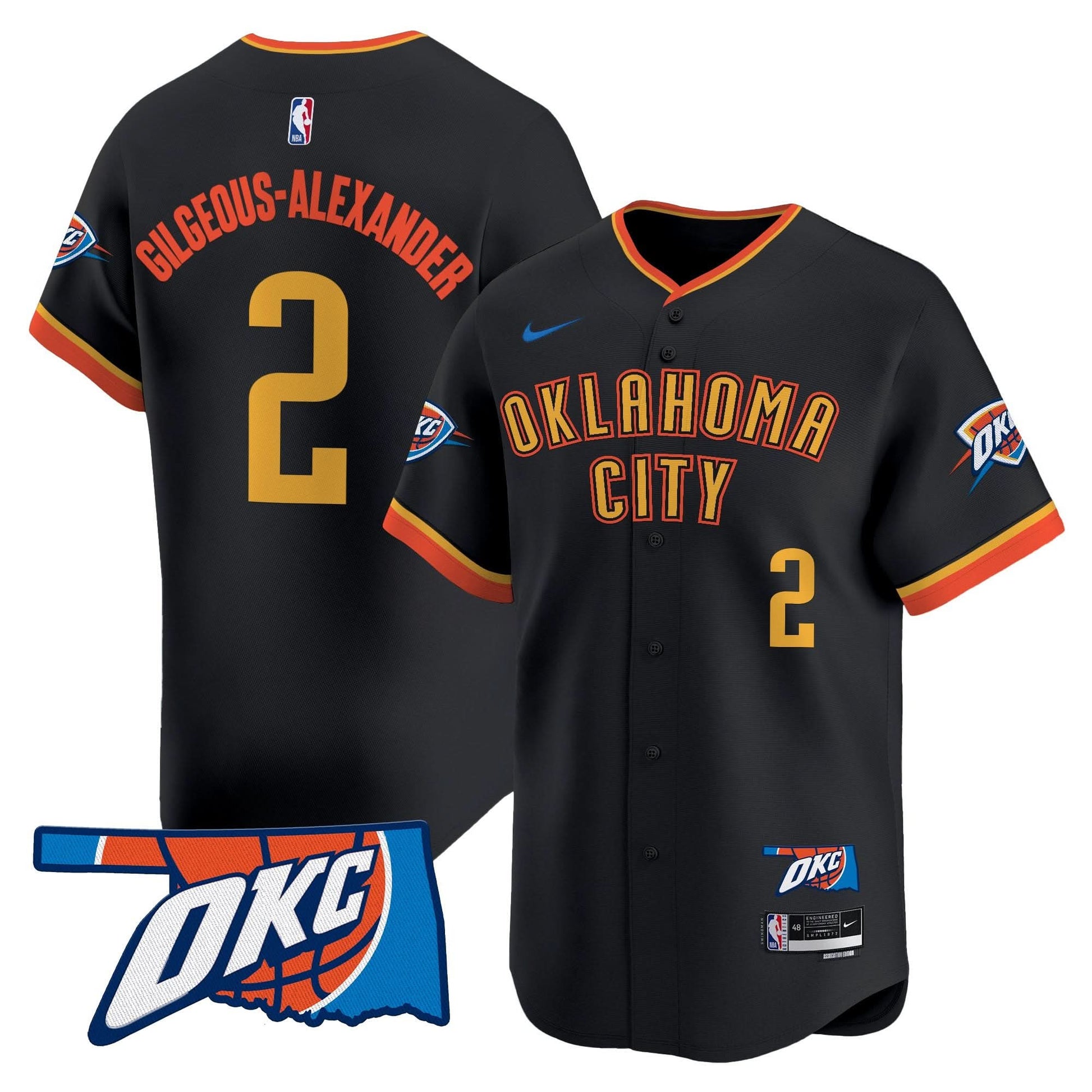Men's Oklahoma City Thunder Vapor Baseball Jersey - All Stitched