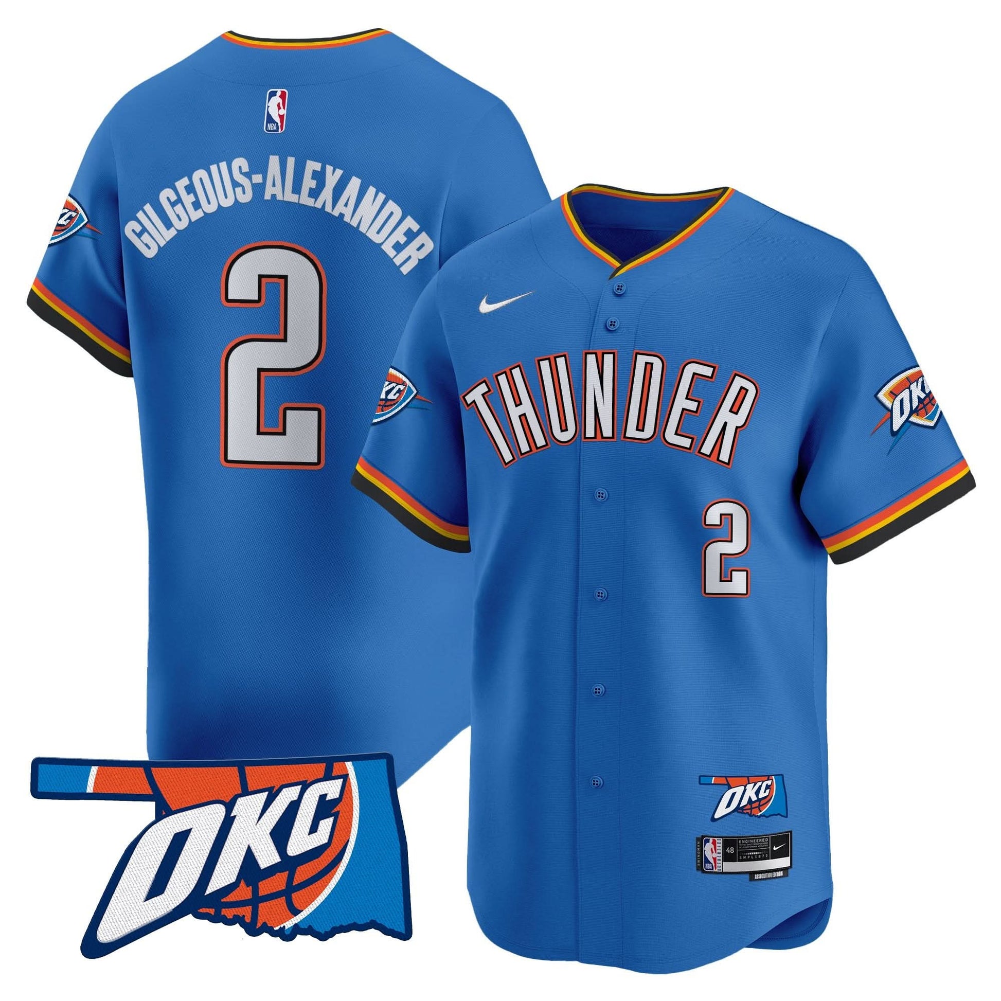 Men's Oklahoma City Thunder Vapor Baseball Jersey - All Stitched