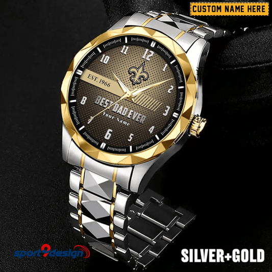 New Orleans Saints Best Dad Ever Luxury Diamond Men Watch Father's Day Gift