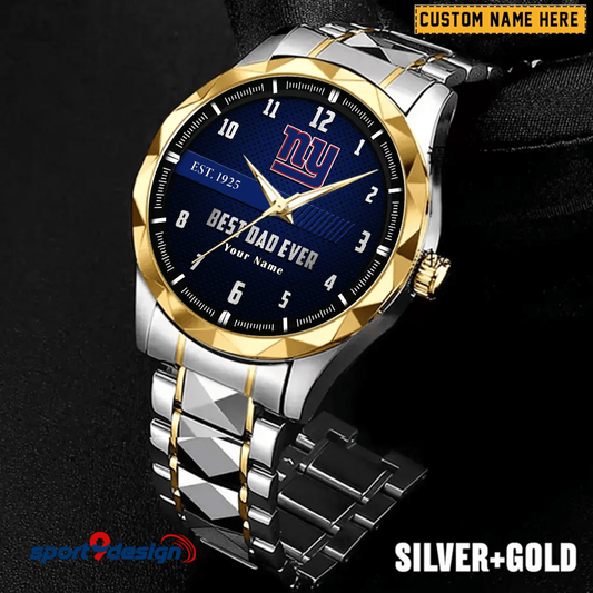 New York Giants Best Dad Ever Luxury Diamond Men Watch Father's Day Gift