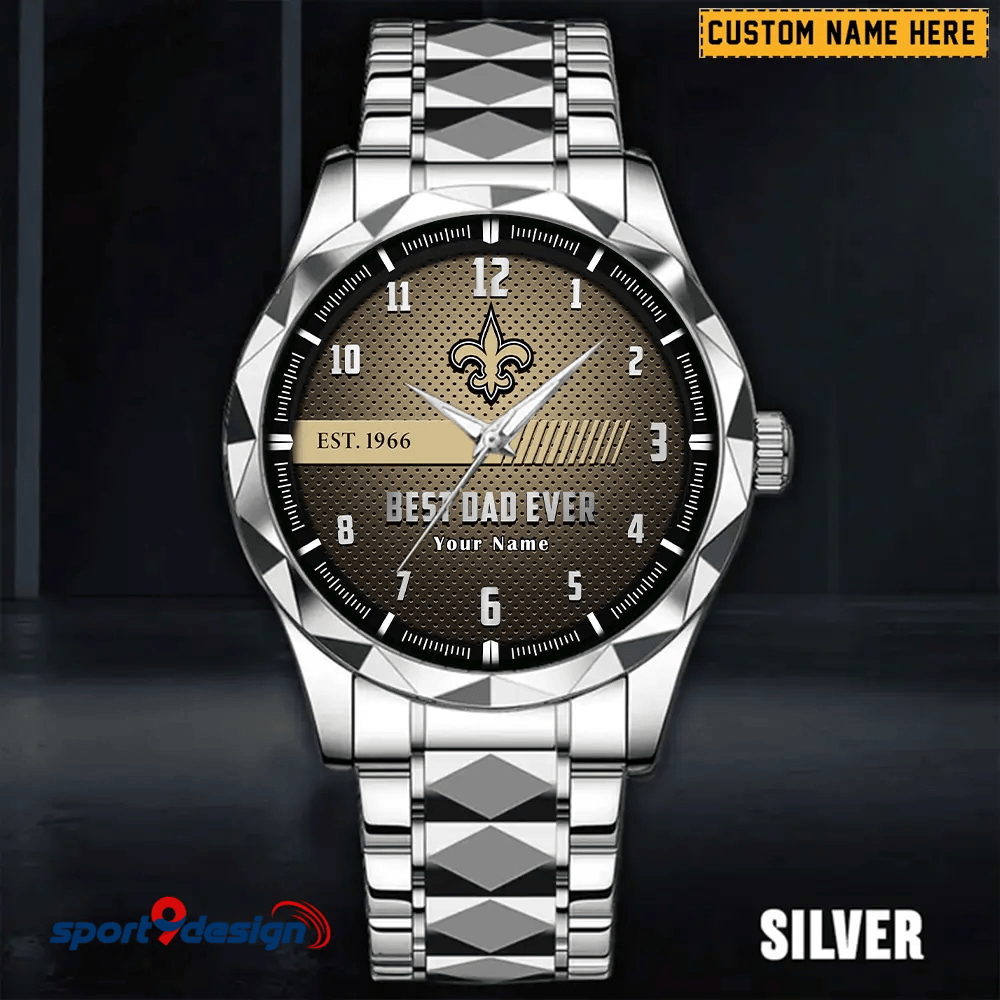New Orleans Saints Best Dad Ever Luxury Diamond Men Watch Father's Day Gift