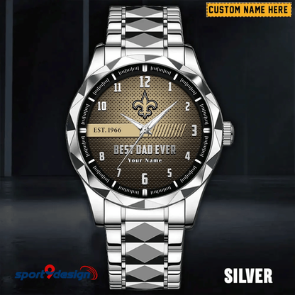 New Orleans Saints Best Dad Ever Luxury Diamond Men Watch Father's Day Gift