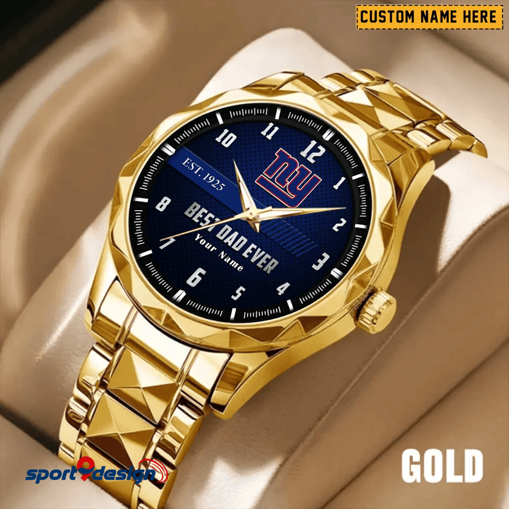 New York Giants Best Dad Ever Luxury Diamond Men Watch Father's Day Gift