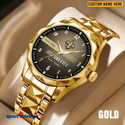 New Orleans Saints Best Dad Ever Luxury Diamond Men Watch Father's Day Gift