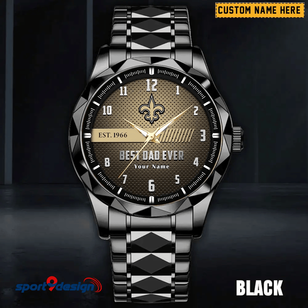 New Orleans Saints Best Dad Ever Luxury Diamond Men Watch Father's Day Gift
