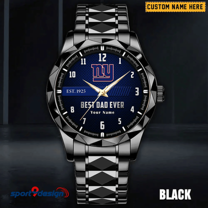New York Giants Best Dad Ever Luxury Diamond Men Watch Father's Day Gift