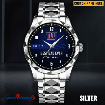 New York Giants Best Dad Ever Luxury Diamond Men Watch Father's Day Gift