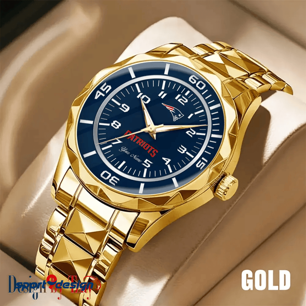 New England Patriots Best Dad Ever Luxury Diamond Men Watch Father's Day Gift