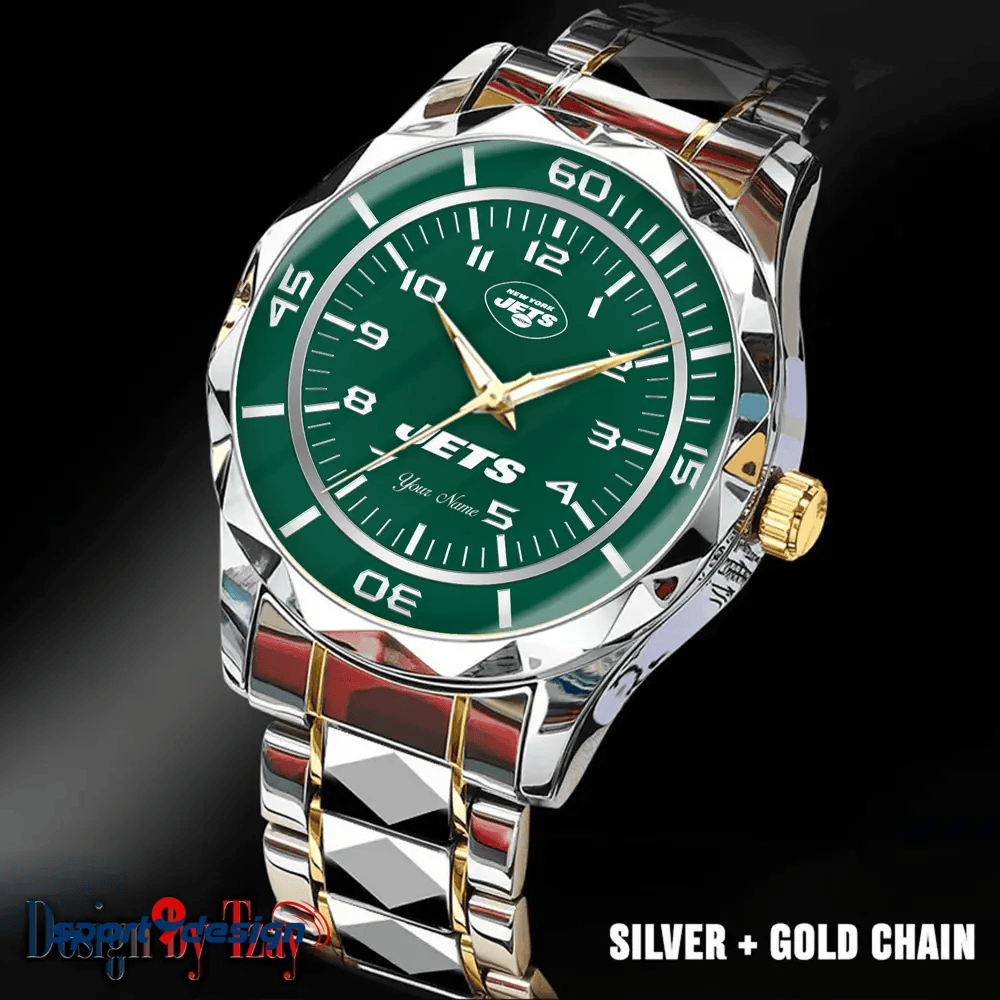 New York Jets Best Dad Ever Luxury Diamond Men Watch Father's Day Gift