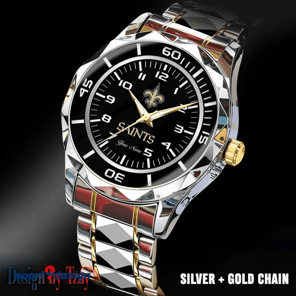 New Orleans Saints Best Dad Ever Luxury Diamond Men Watch Father's Day Gift