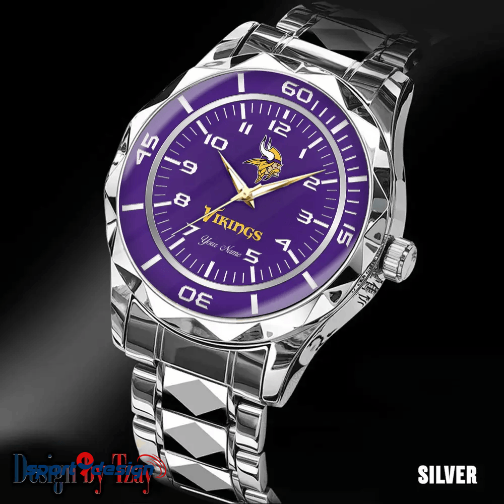 Minnesota Vikings Best Dad Ever Luxury Diamond Men Watch Father's Day Gift