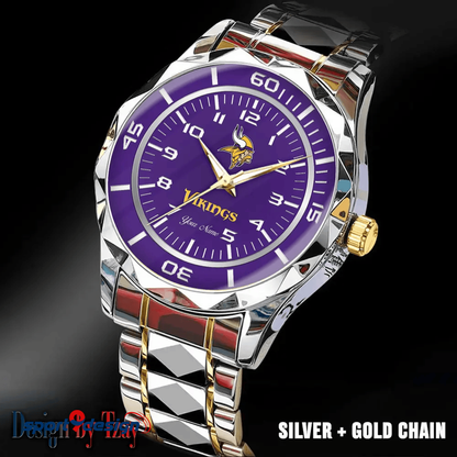 Minnesota Vikings Best Dad Ever Luxury Diamond Men Watch Father's Day Gift