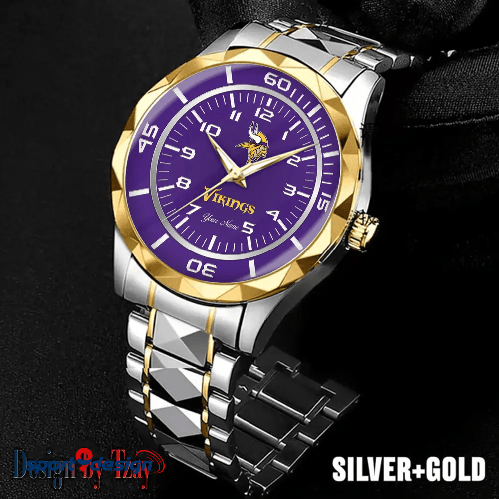 Minnesota Vikings Best Dad Ever Luxury Diamond Men Watch Father's Day Gift