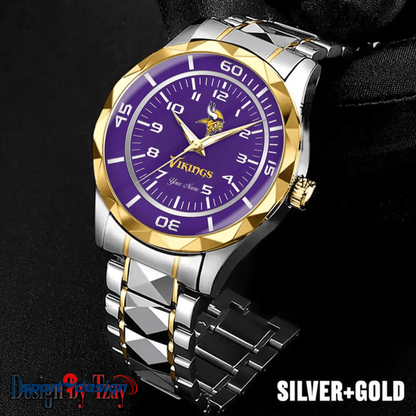Minnesota Vikings Best Dad Ever Luxury Diamond Men Watch Father's Day Gift