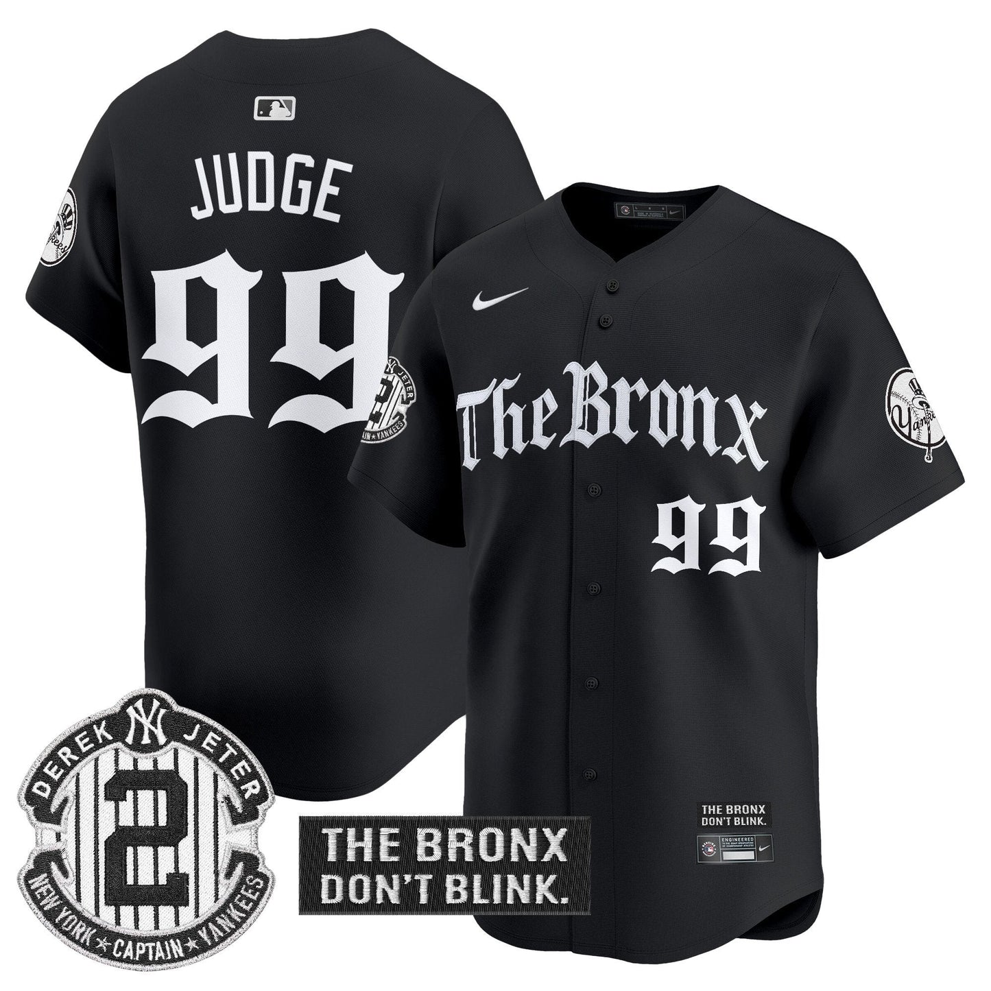 Men's Yankees 'The Bronx - Gothic Ink Drop Edition' Vapor Premier Limited Jersey - All Stitched
