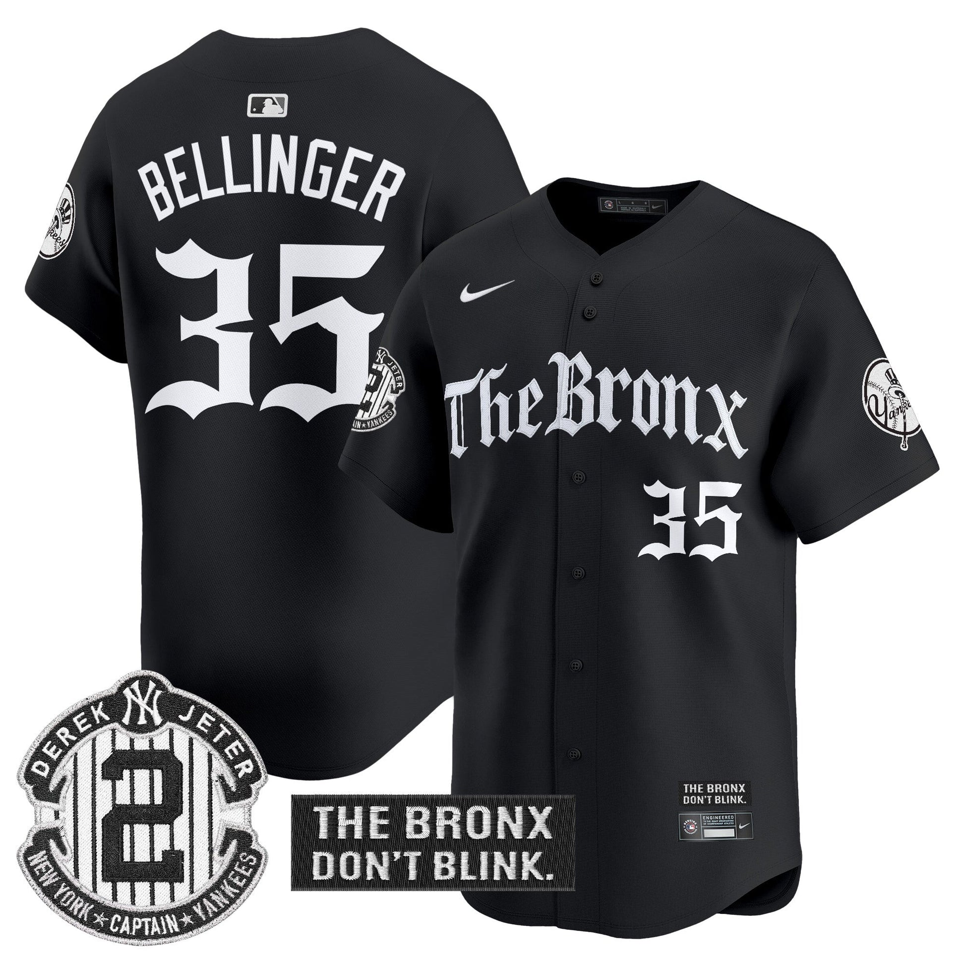 Men's Yankees 'The Bronx - Gothic Ink Drop Edition' Vapor Premier Limited Jersey - All Stitched