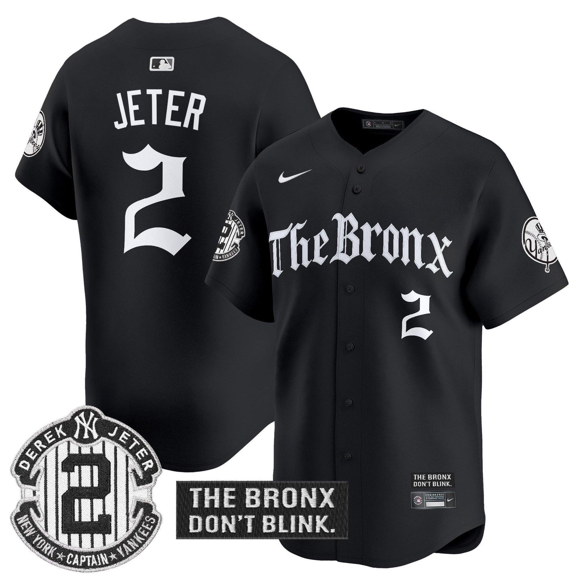 Men's Yankees 'The Bronx - Gothic Ink Drop Edition' Vapor Premier Limited Jersey - All Stitched