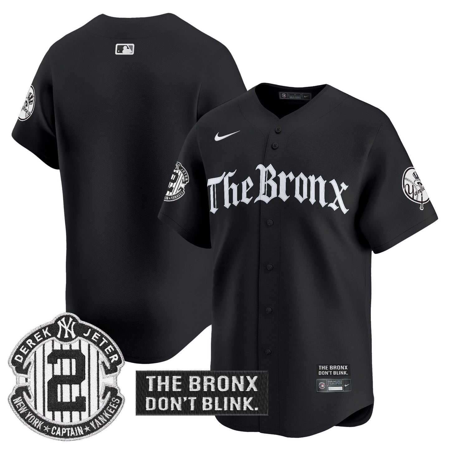 Men's Yankees 'The Bronx - Gothic Ink Drop Edition' Vapor Premier Limited Jersey - All Stitched