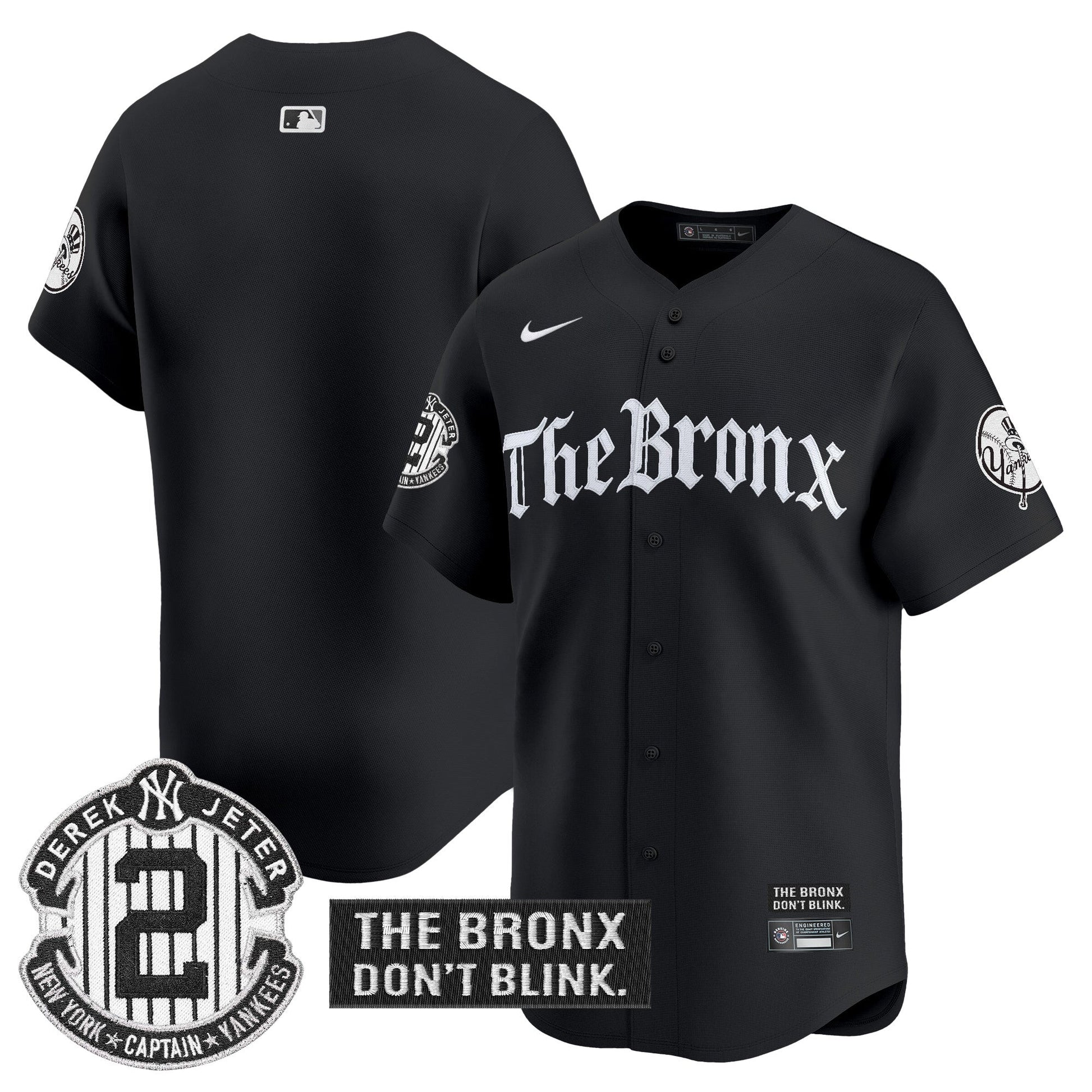 Men's Yankees 'The Bronx - Gothic Ink Drop Edition' Vapor Premier Limited Jersey - All Stitched