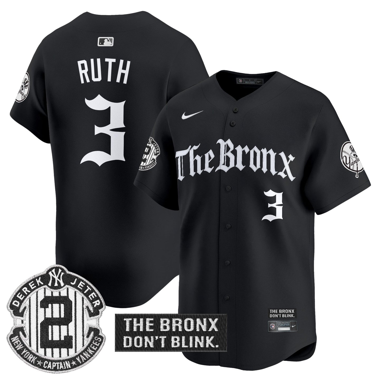 Men's Yankees 'The Bronx - Gothic Ink Drop Edition' Vapor Premier Limited Jersey - All Stitched