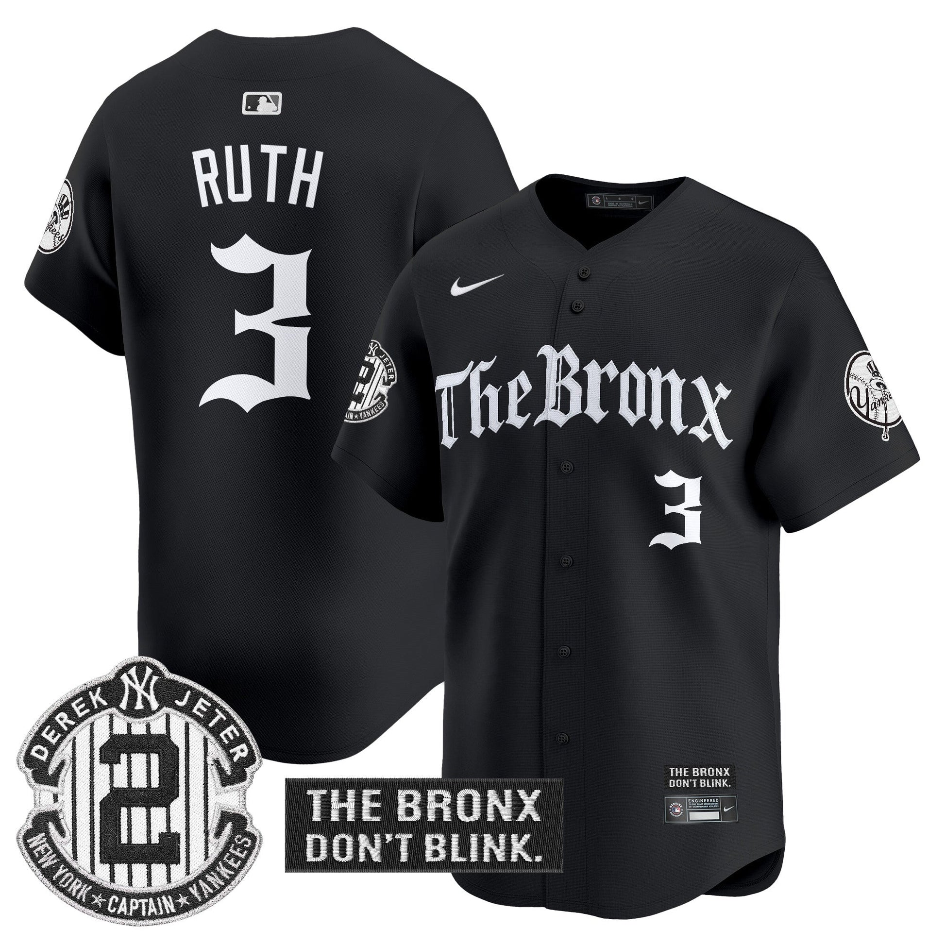 Men's Yankees 'The Bronx - Gothic Ink Drop Edition' Vapor Premier Limited Jersey - All Stitched