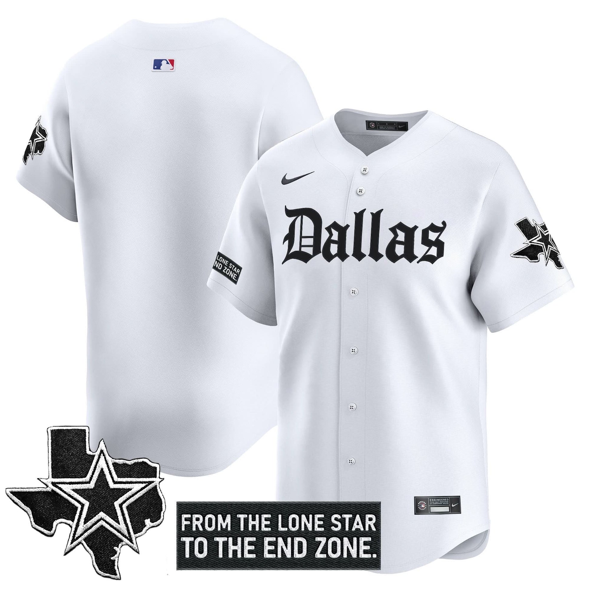 Men's Dallas Cowboys 'Gothic Lone Star Edition' Vapor Baseball Jersey - All Stitched
