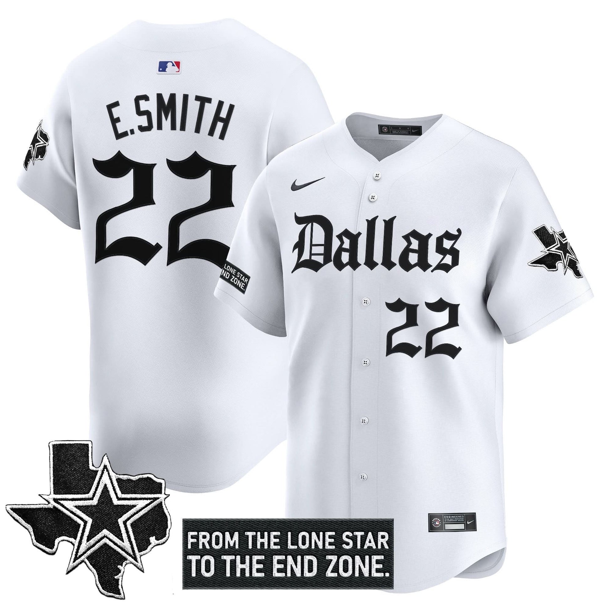 Men's Dallas Cowboys 'Gothic Lone Star Edition' Vapor Baseball Jersey - All Stitched