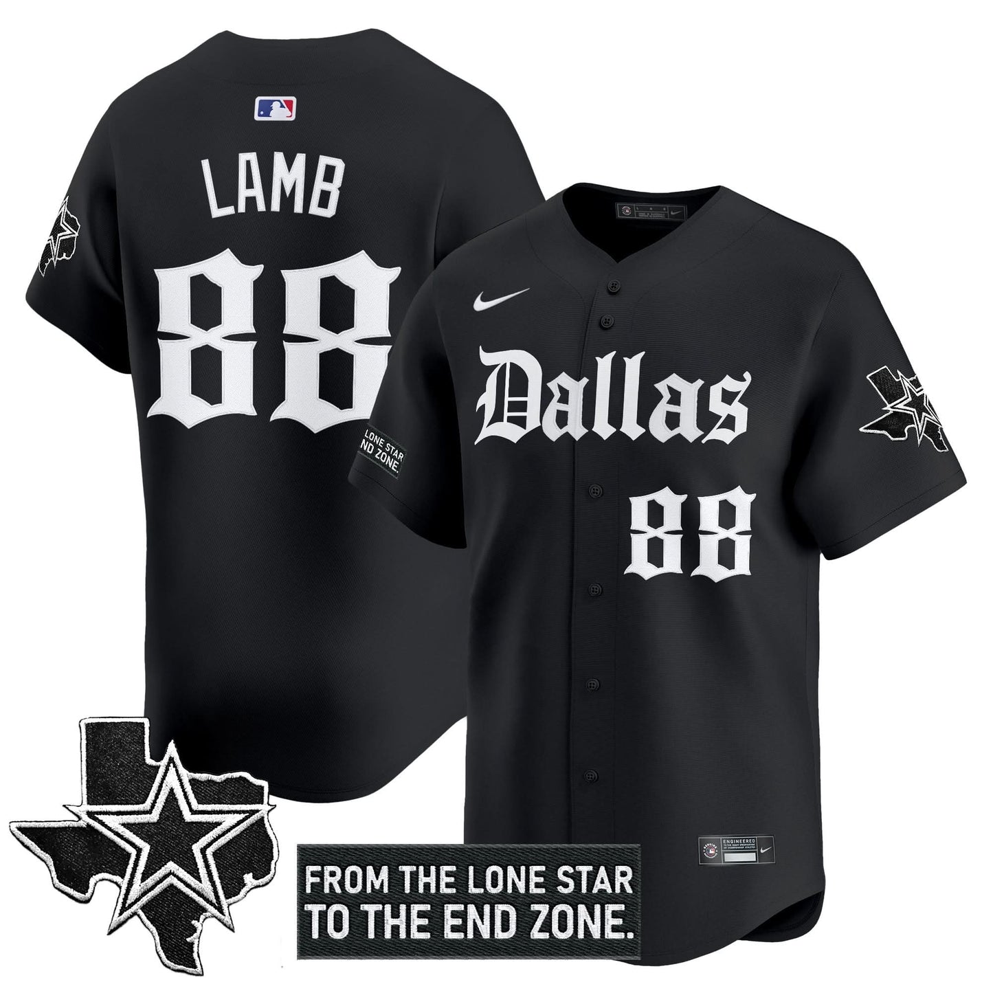 Men's Dallas Cowboys 'Gothic Lone Star Edition' Vapor Baseball Jersey - All Stitched