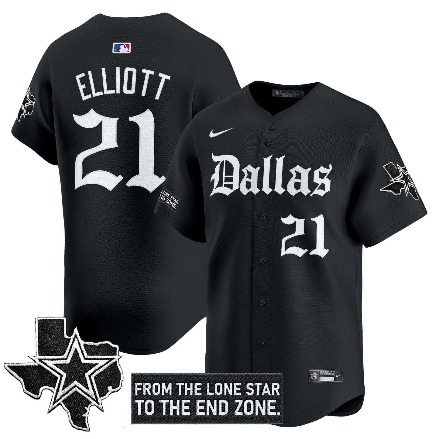 Men's Dallas Cowboys 'Gothic Lone Star Edition' Vapor Baseball Jersey - All Stitched