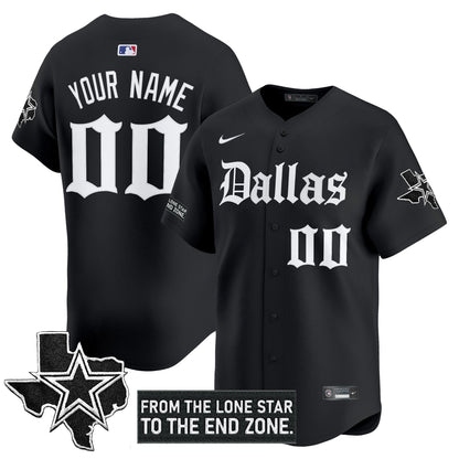 Dallas Cowboys 'Gothic Lone Star Edition' Vapor Baseball Custom Jersey - All Stitched
