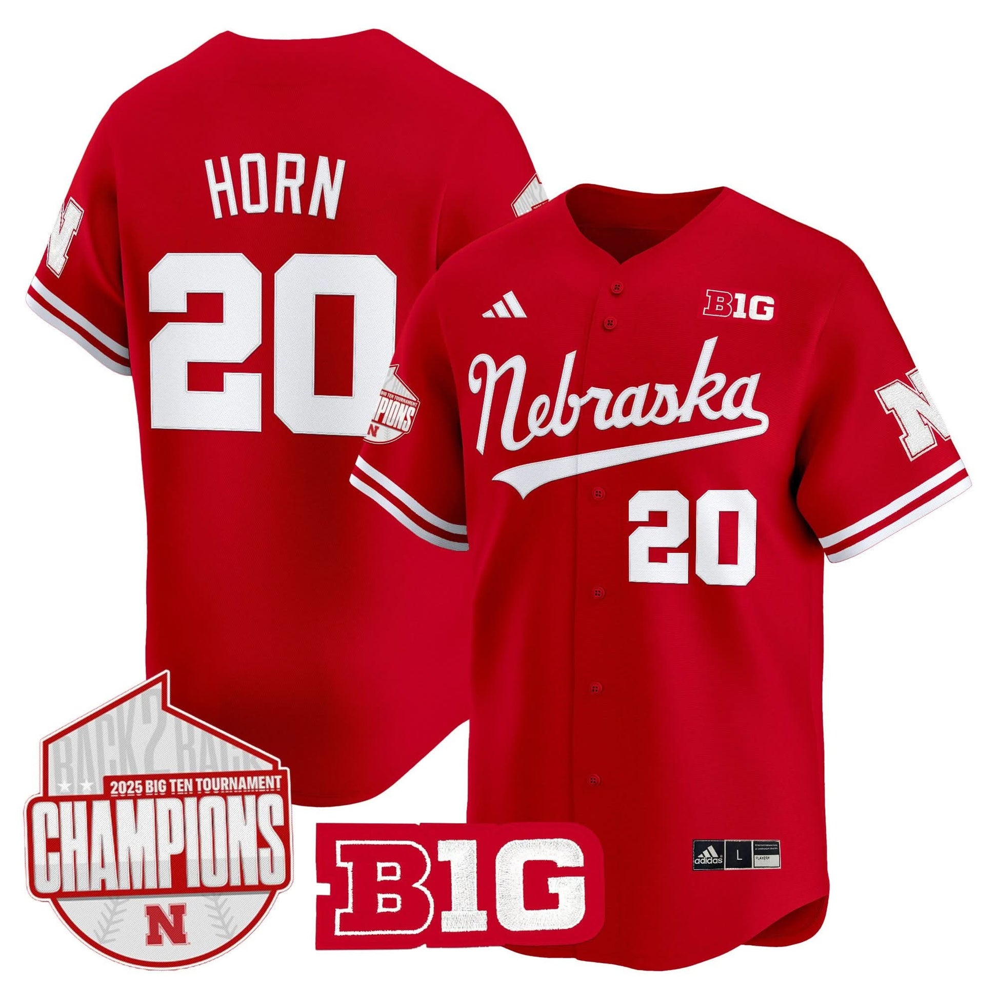 Men's Nebraska Huskers Back 2 Back Champions Patch Vapor Premier Limited Jersey - All Stitched