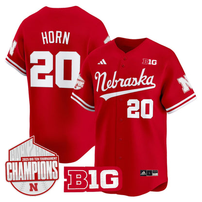 Men's Nebraska Huskers Back 2 Back Champions Patch Vapor Premier Limited Jersey - All Stitched