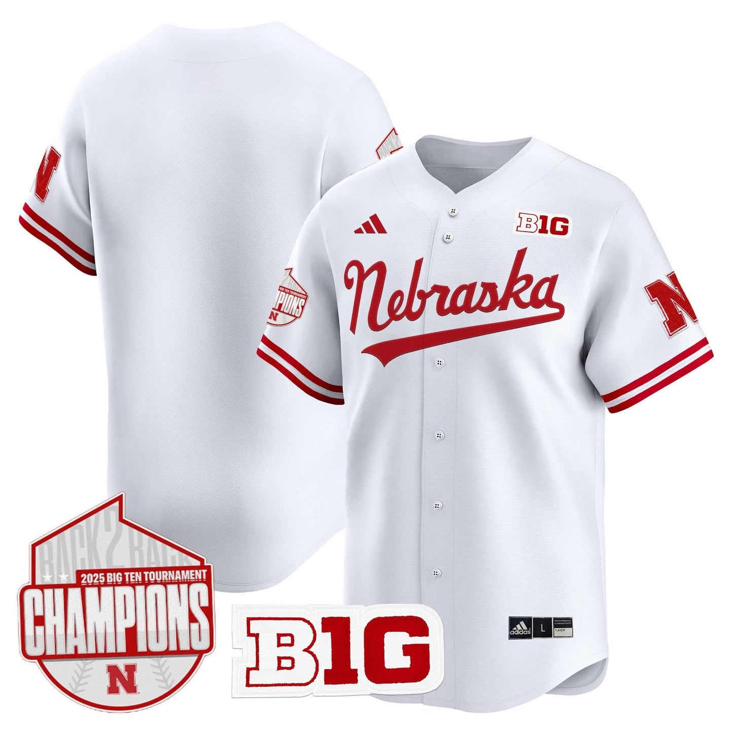 Men's Nebraska Huskers Back 2 Back Champions Patch Vapor Premier Limited Jersey - All Stitched