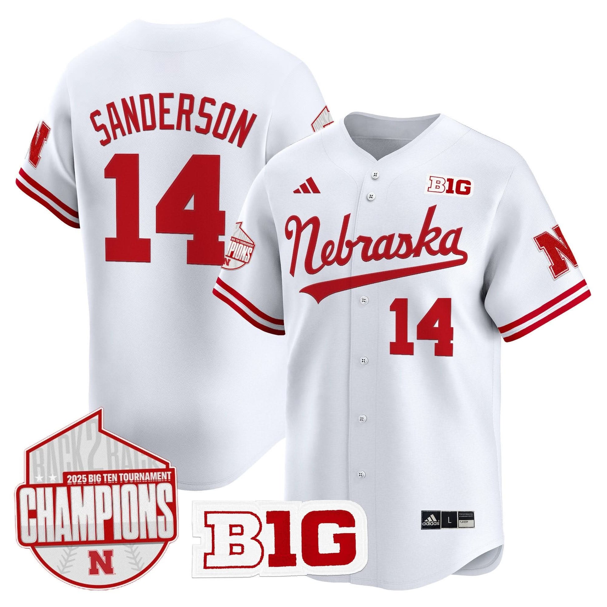 Men's Nebraska Huskers Back 2 Back Champions Patch Vapor Premier Limited Jersey - All Stitched