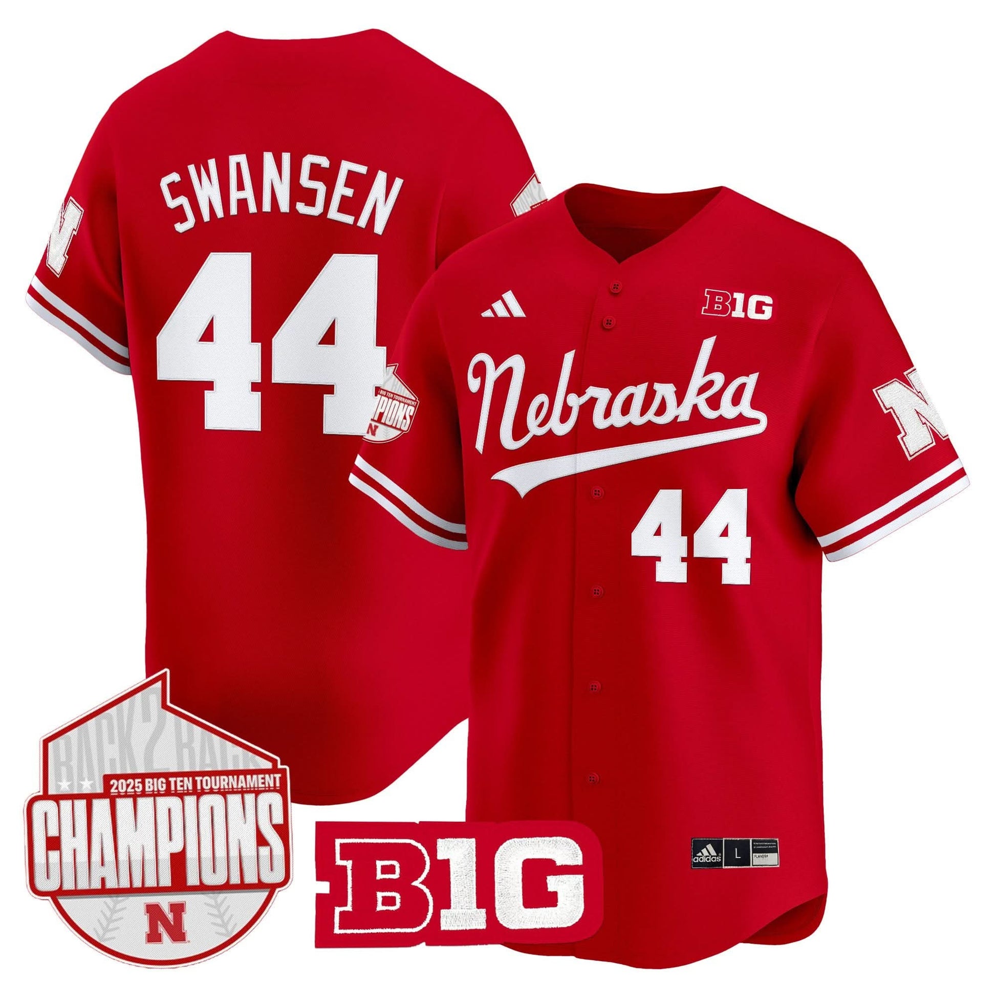 Men's Nebraska Huskers Back 2 Back Champions Patch Vapor Premier Limited Jersey - All Stitched