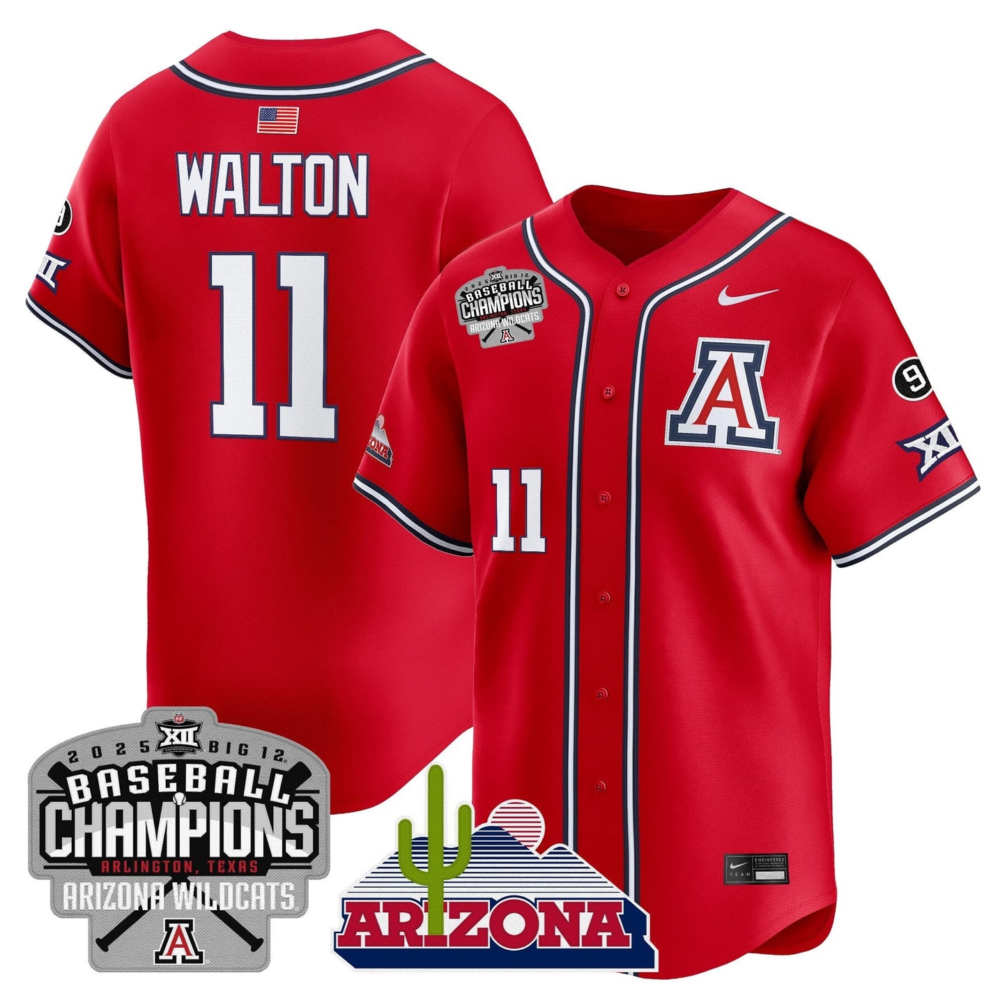 Men's Arizona Wildcats 2025 Big 12 Champions Vapor Premier Limited Jersey - All Stitched